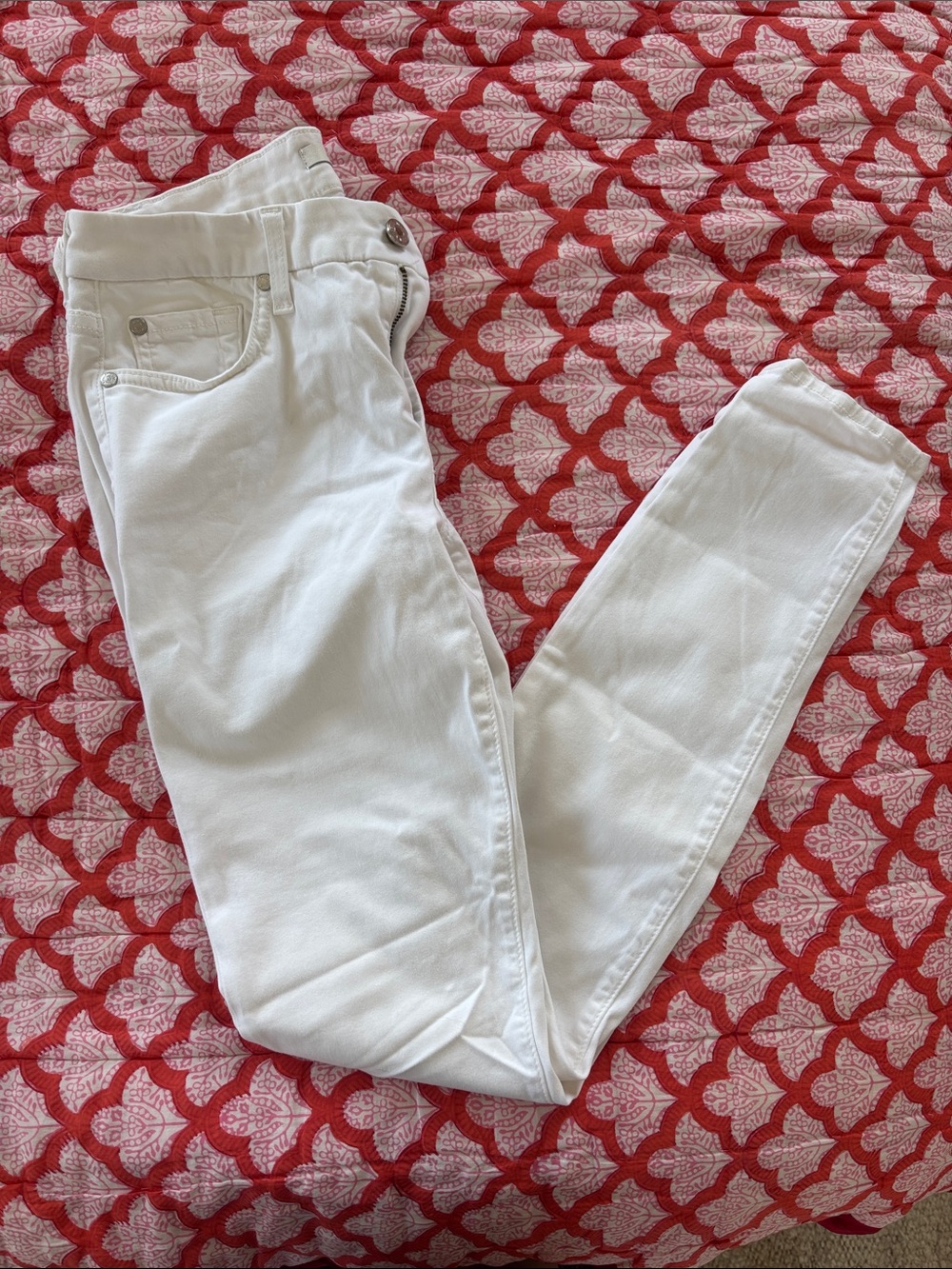 7 For All Mankind White Women's Skinny Jeans